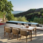 Table Set High Quality Outdoor Aluminium Frame Wooden Color Garden Patio Rope Garden Table And Chairs Set