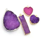 Necklace Agate Natural Crystal Necklace Electroplate Gemstone Colourful Geode Agate Pendants
