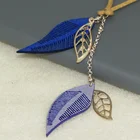Jewelry BOHEMIA Charm Necklace Silver Plated Acrylic Bead Leather Handmade 4 Leaf Pendant Necklace Jewelry