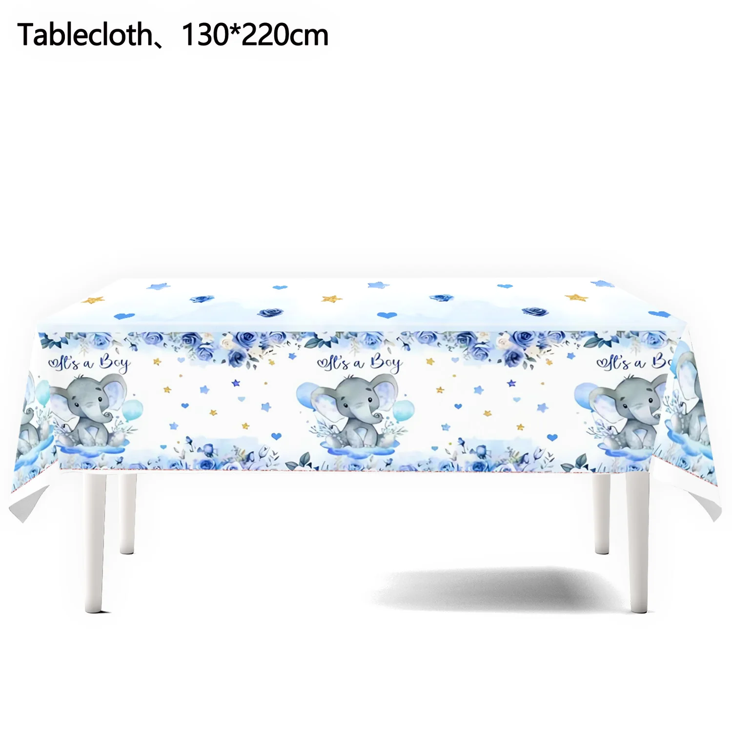 Elephant Party Tablecloths Disposable Table Cover Blue Elephant Birthday Wedding Party Supplies Plastic Waterproof Tablecloths