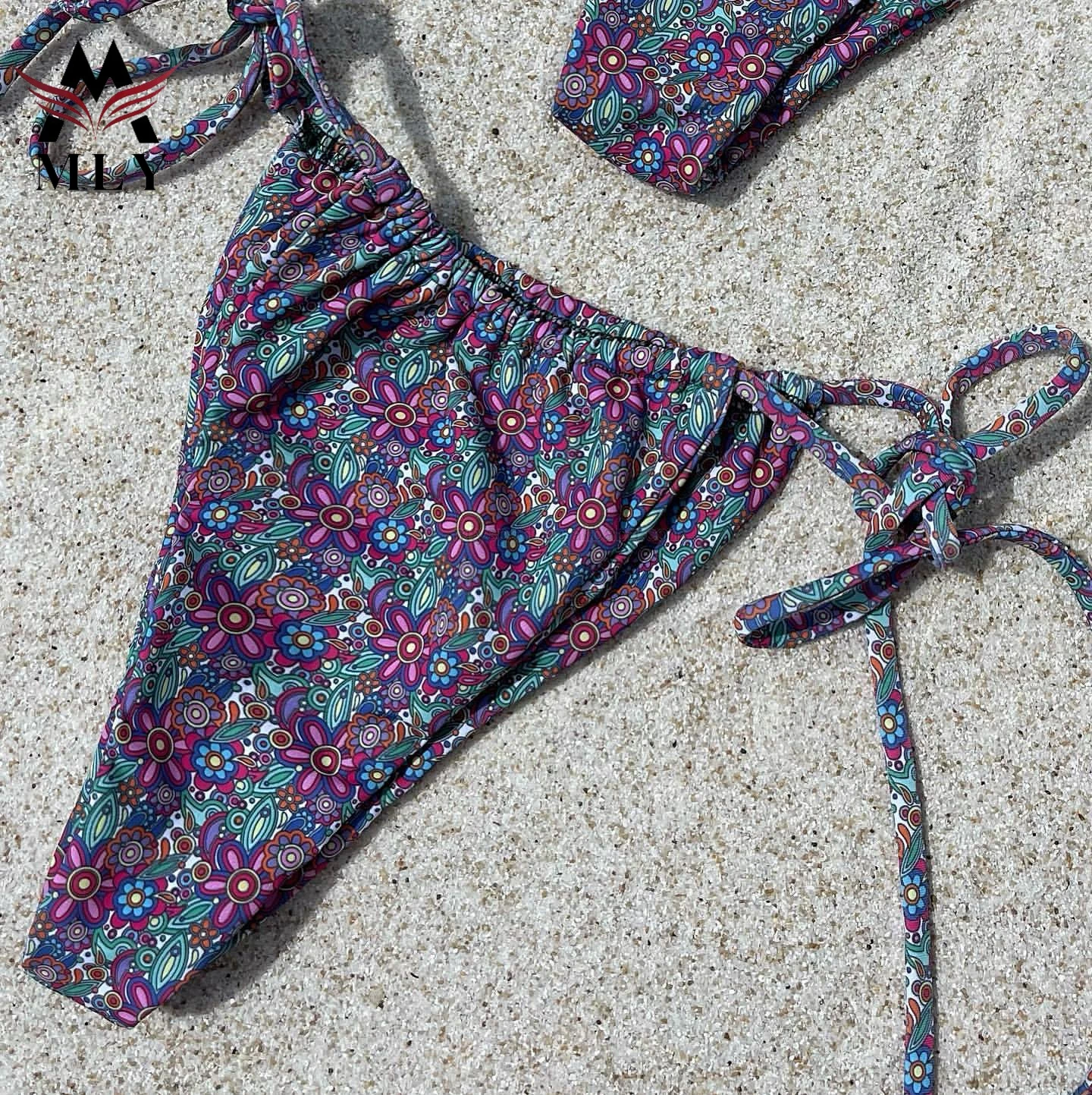 Custom Brazilian Micro Thong Two Piece Bikini Set Triangle Swimsuit