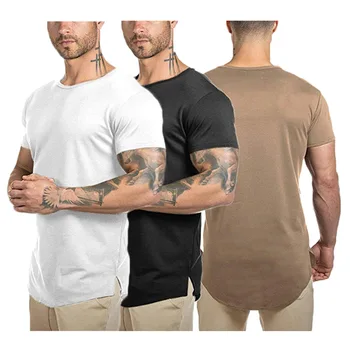 mens running workout fitness shirts embossed oversize-t shirt printing pima cotton drop shoulder spandex men's t-shirts