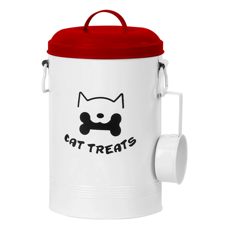 2023 New Arrival Christmas Gift Set Red and Green Color Airtight Cute Metal Pet Food Container for Dog and Cat