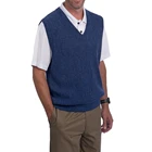 Sweater Classic Custom Simple Basic Design Men Pure Color V Neck 100% Wool Vest Golf Boy Sweater