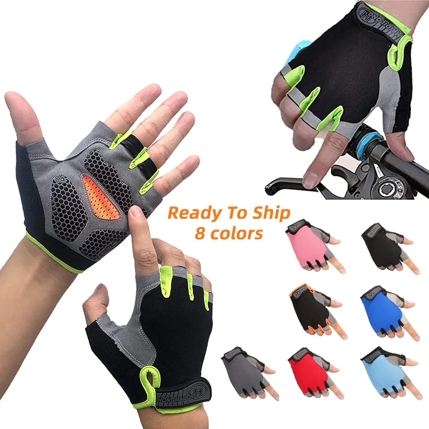 Sport Breathable Antiskid Cycling Mountain Motor Bicycle Gel Half Finger Gloves 