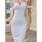 Dress European New Pearl Suspender Dress Women Sexy Host Medium Long Evening Dress Hip Skirt