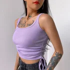 Vest Summer Hot Style Casual Knit Solid Drawstring Pleated Vest Crop Top Tank Top For Women