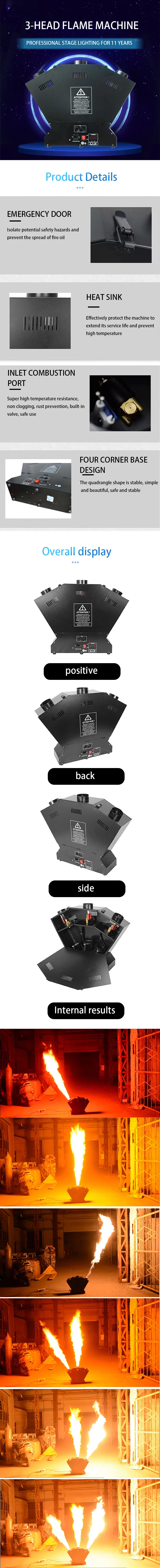 3Head DMX Flame Thrower Effect Fire Stage Machine for Party Projector DJ Show