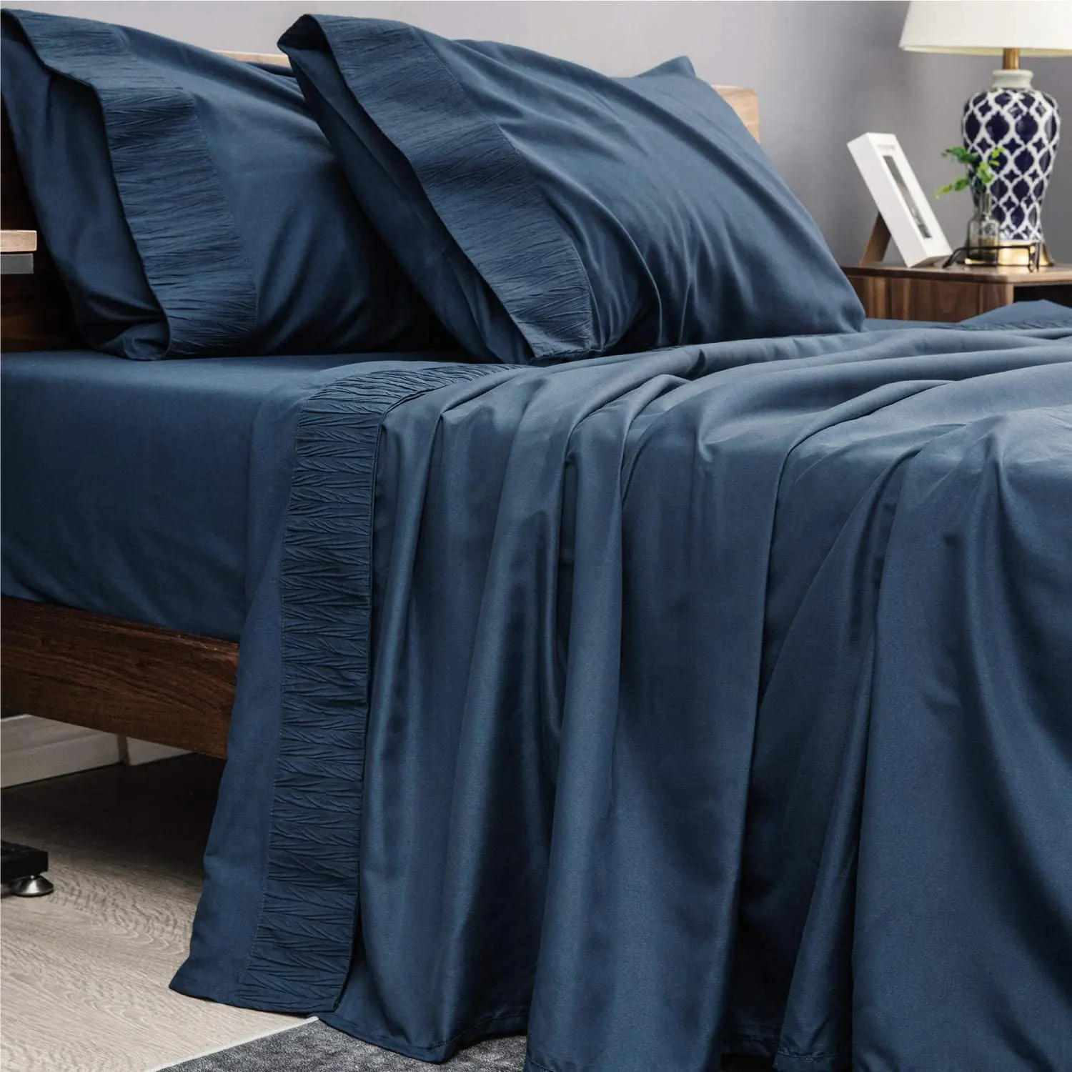 Bedsure Bed Sheet Set Navy Blue Bed 