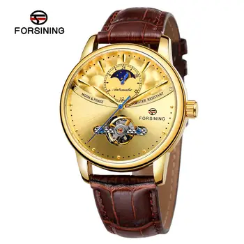 2023 China Manufacturer Forsining Factory Luxury Watch Mechanical Automatic Moonphase Water Resistant Men  Wristwatch