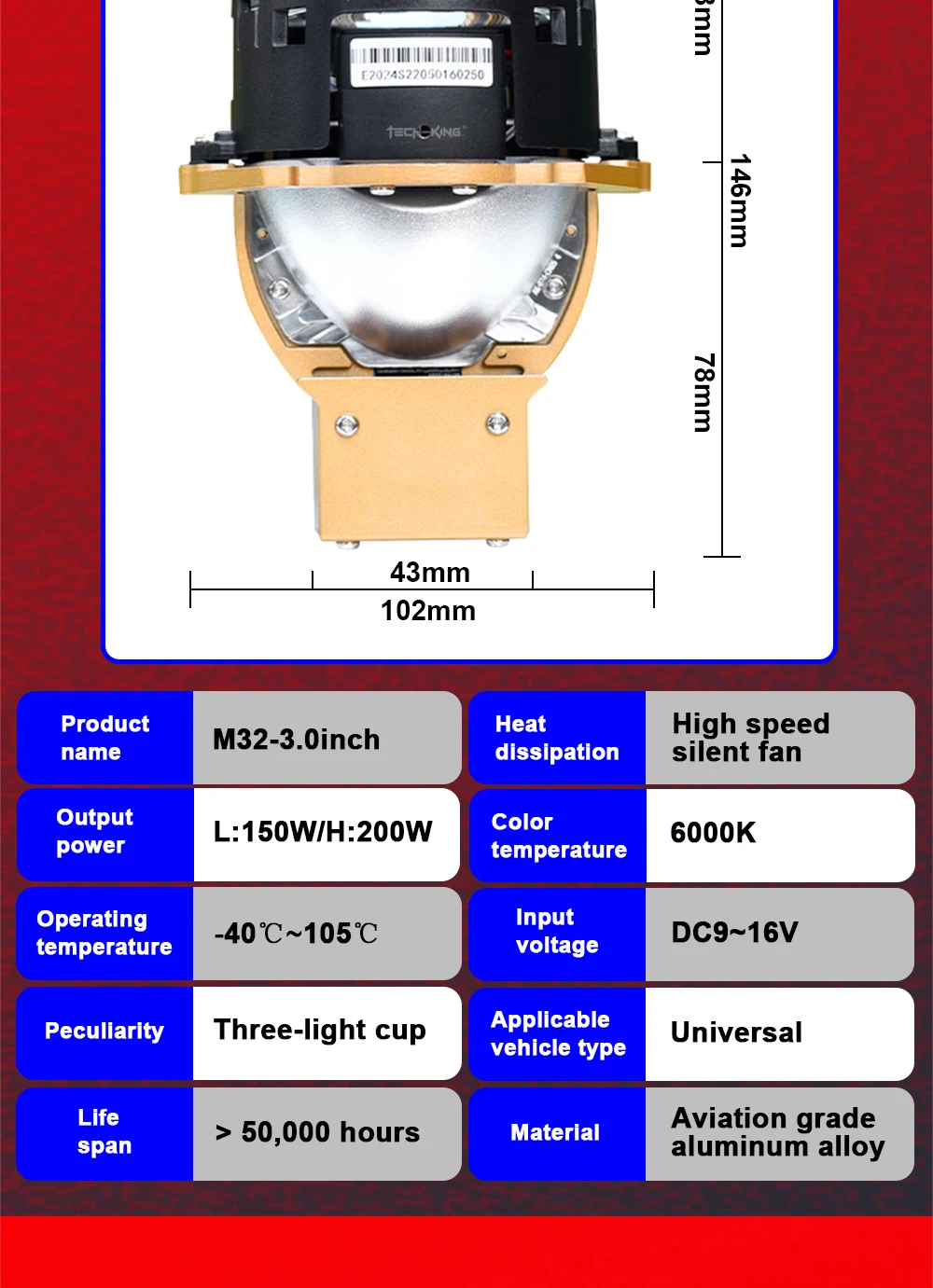 Cars 3 inch CSP chips Dual lens Projector lens bi led 75w 85w 100w 3 piece reflector bowl matrix bi led projector headlamp