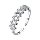 Zircon Zircon Real Silver Rings 925 Adjustable Open Geometry Rings 925 Sterling Silver Zircon Ring For Woman