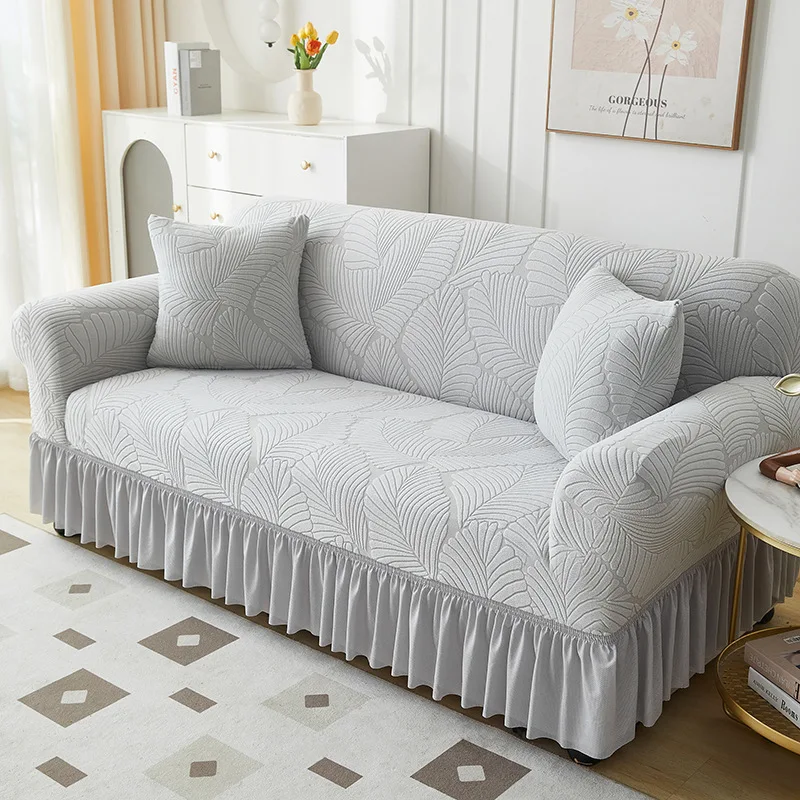 Good quality brushed jacquard sofa cover knitted elastic covers for sofa customized removable cover