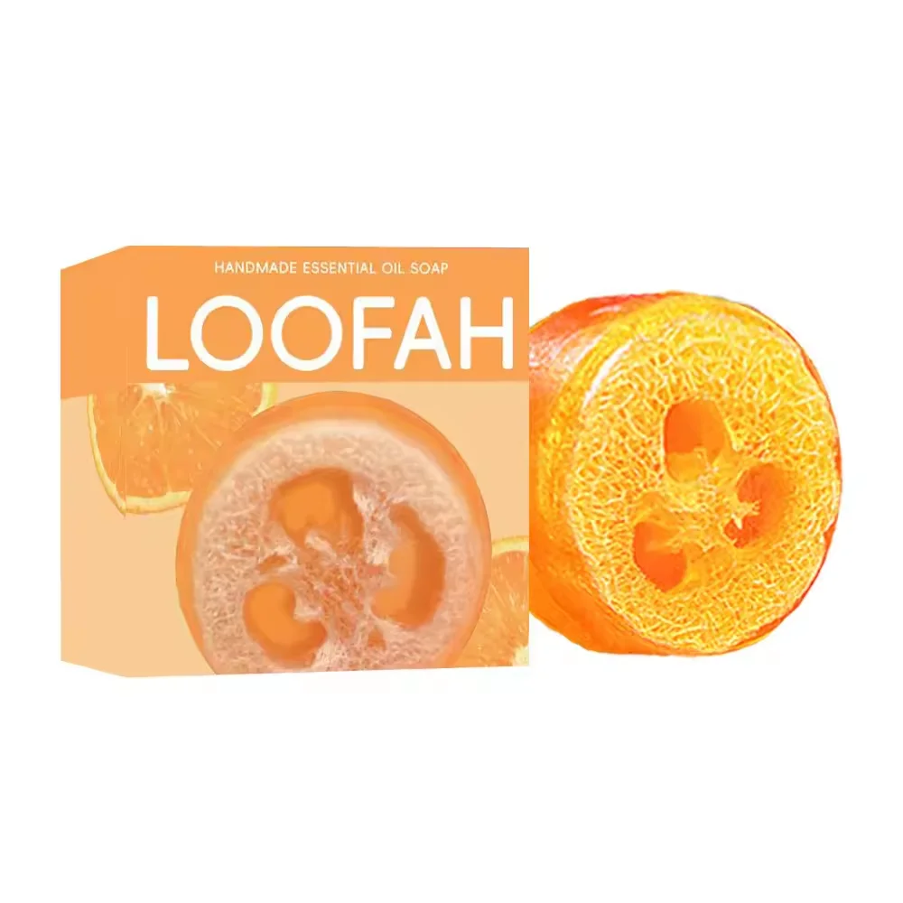 High Quality Remove Blackhead Loofah Essential Oil Turmeric Soap Bath Clean Hand Wash Loofah Orange Soap