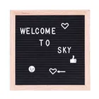 Gray Hot Sales Gray Felt Letter Message Board 10x10 Inch With 170 Changeable Letters Display Wooden Message Board