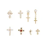 Earrings Hot Selling Zircon Cross Earrings Green Copper Plated Stainless Steel Earrings