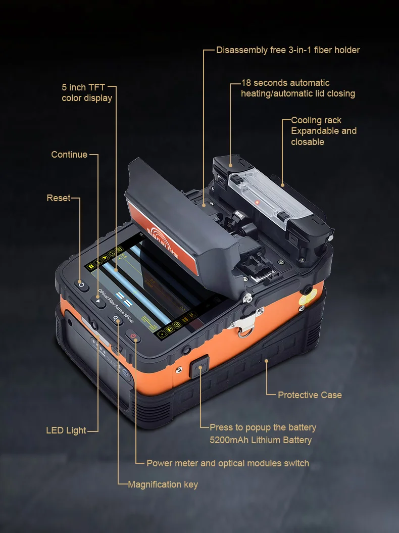 High Precision Ai 9 Fusion Splicer Ftth Fiber Optic Fusion Splicer