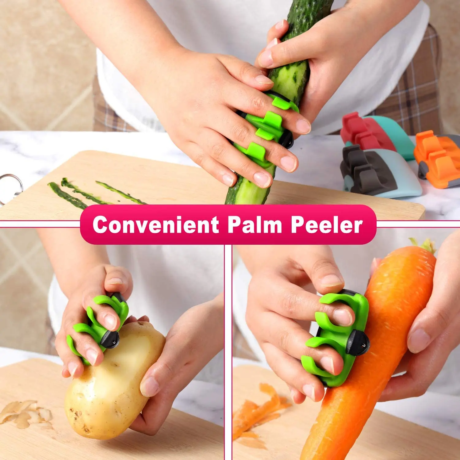 Finger Vegetable Peeler Palm Peeler Kitchen Fruit Potato Peeler with Comfortable Rubber