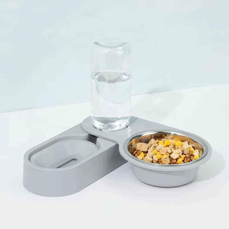 New Design Small and Medium Dog Food Bowl Cat Bowl Stainless Steel Adjustable Double Bowl Pet Products supplier