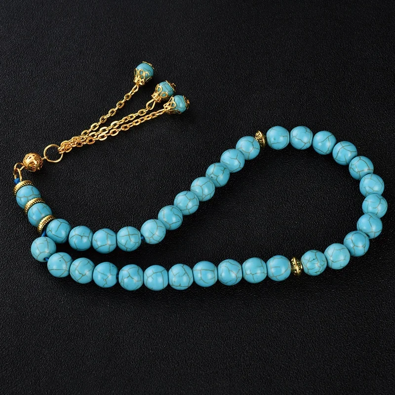YS58   Factory Direct Sale Muslim Man  islamic tassel  bead  prayer beads turquoise  rosary