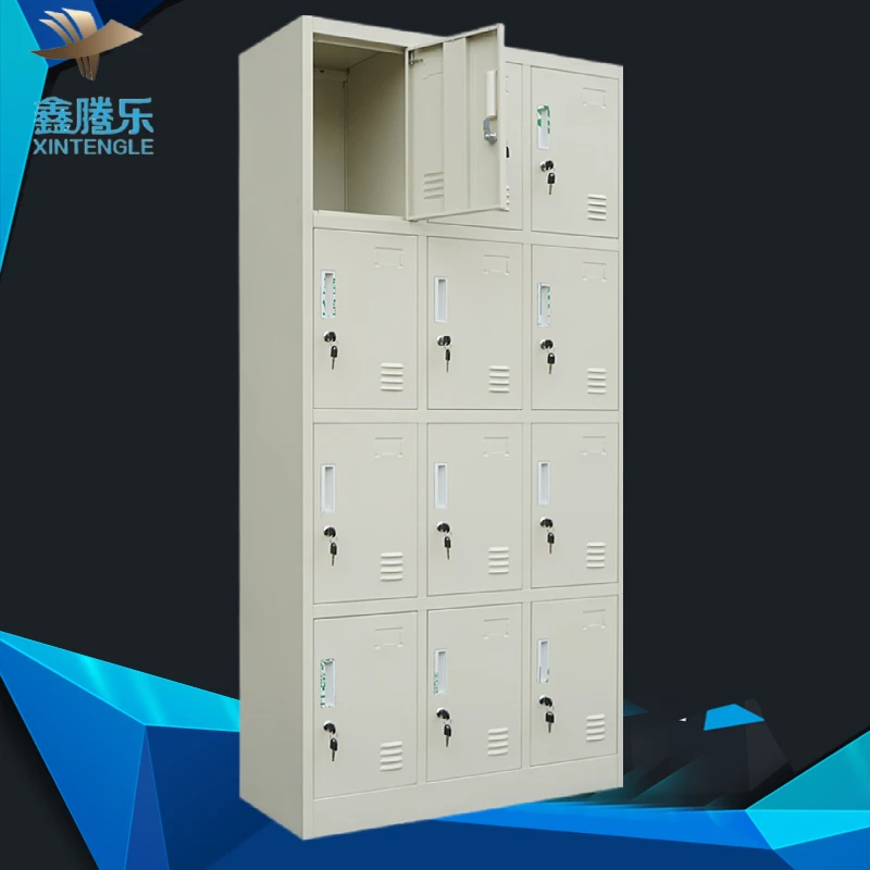 Factory compartments cabinet wardrobe door hot sale 12 doors steel metal gym iron locker cabinet