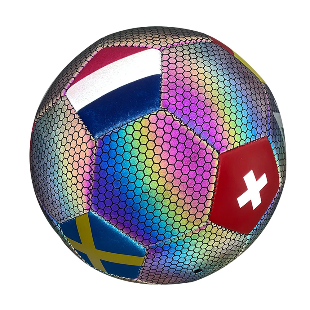 PU machine sewn light up bright soccer ball glowing reflective football soccer ball glow in the dark soccer ball