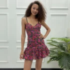 1 Piece Spring Summer Lady Sling Bodycon Print Frock Women Sleeveless Mini Elegant Cotton Chiffon Floral Casual Dress