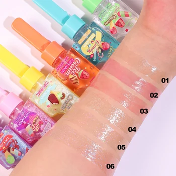 Moisturizing color changing lip oil sweet flavor funny cute ice cream shaped liquid lipstick watery shimmer lip gloss for girls