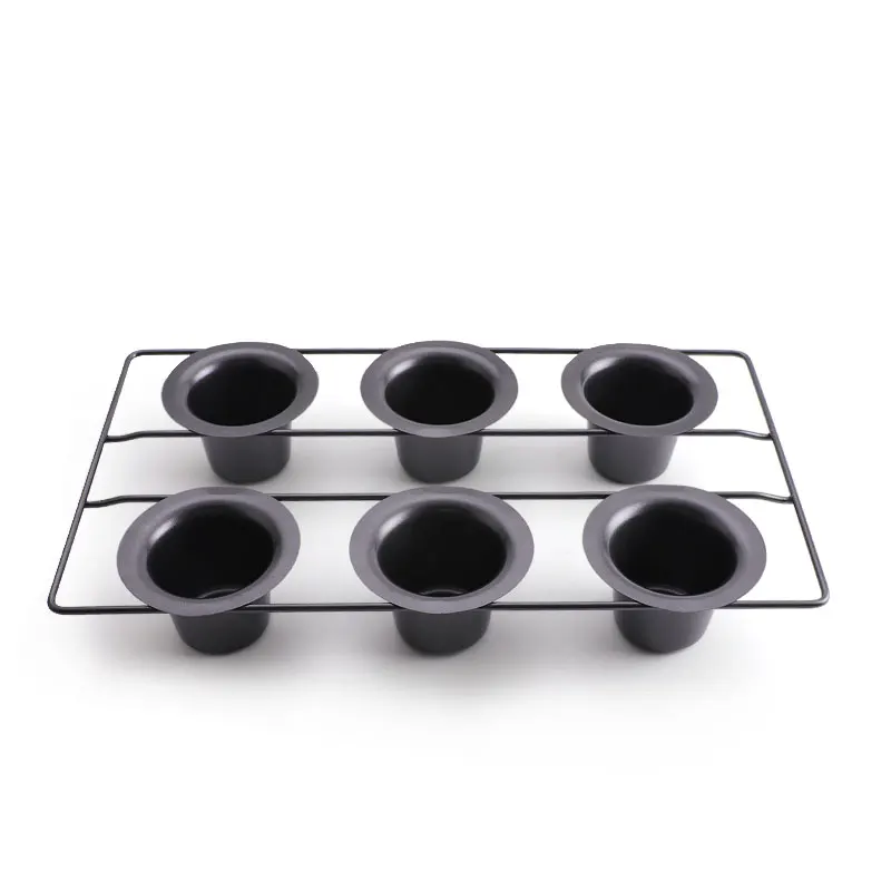 Best Selling Heavy Carbon Steel Cake Mould Metallic Professional 6/12 cup Popover Pan