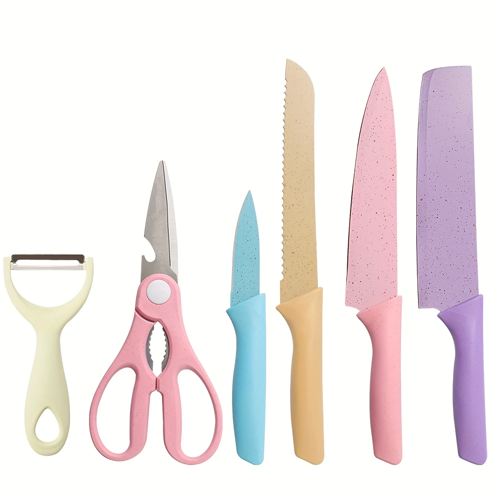 Hot sell Kitchen Accessories Cooking Sets Knives 6-Pieces Kit Wheat Straw Knife Scissor Peeler Knife set