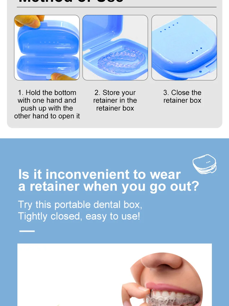 Orthodontic Invisible Brace Dental Storage Retainer Box Case / Denture