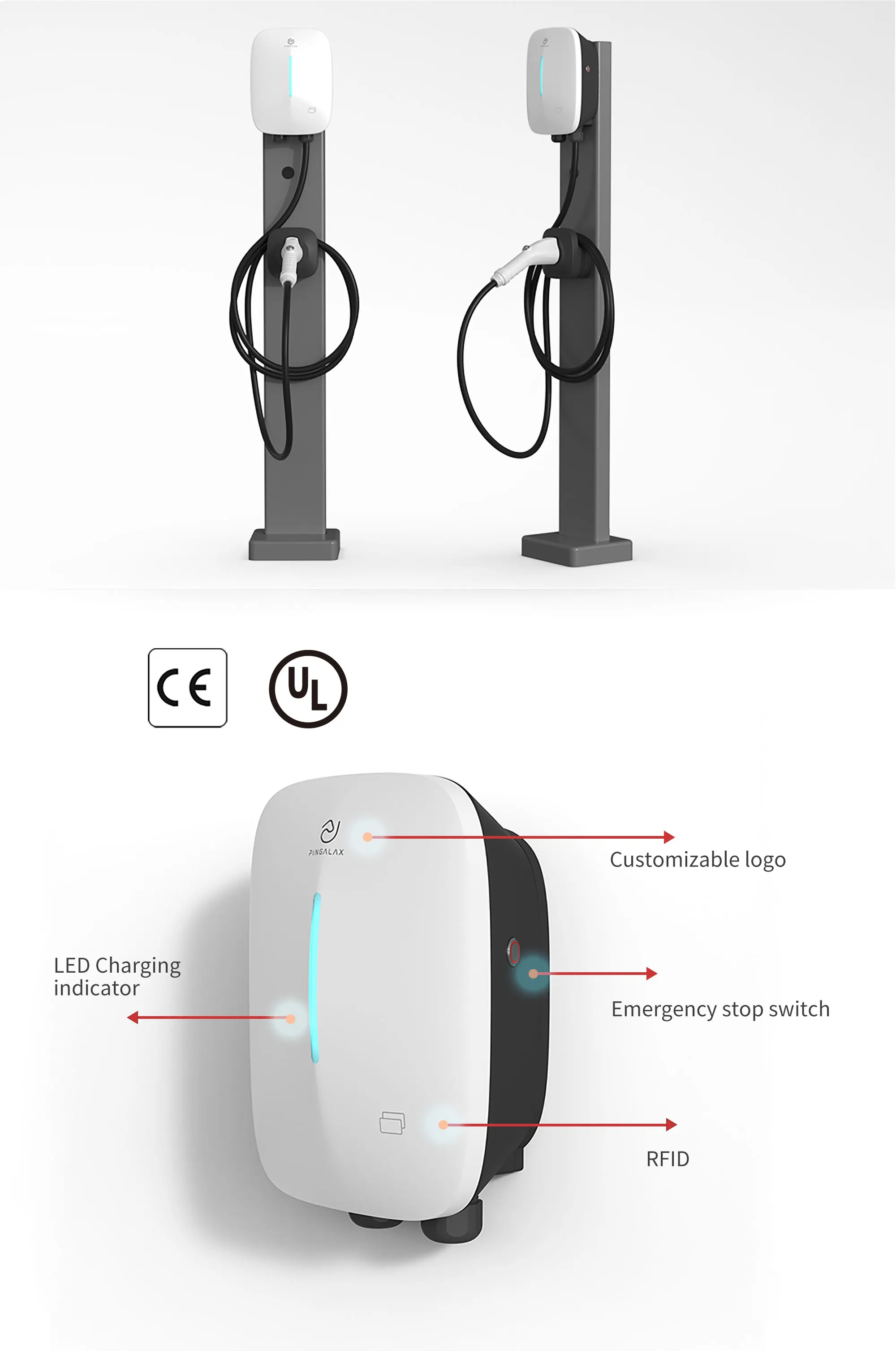 Wall Mounted Fast Ev Charging Stations Kw Kw Kw Smart Ev Charger