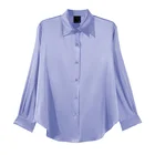 Silk Blouse Designer Hot Popular Button Up Satin Silk Shirt Vintage Blouse For Women Office Lady Long Sleeve Designer Shirt