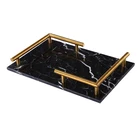 Tray Decorated Rectangle Black Marble Vanity Tray For Counter Bathroom Dresser Nightstand And Desk