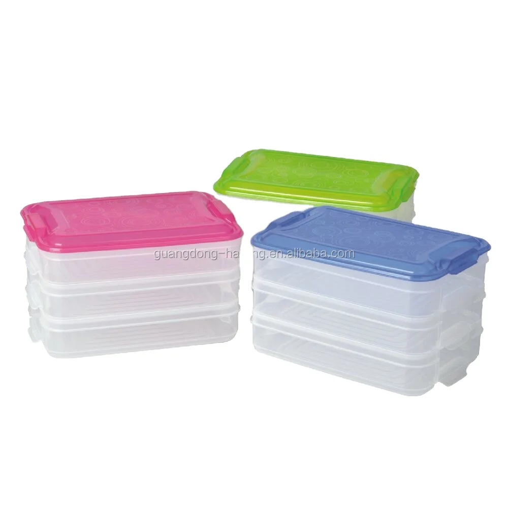 Plastic BPA free food packing storage containers three-tiered bento lunch box for picnic