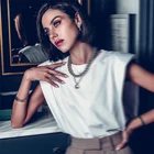 Top Fashion Sleeveless Shoulder Pad Loose Slim T-Shirt Vest Female Summer New Lady Bottoming Top