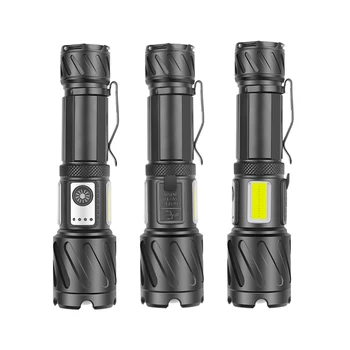 2000lumens XHP99+COB red light 26650/18650 IPX4 300m zoomable type-c Outdoor camping tactical flashlight rechargeable led light