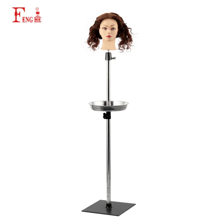 Factory wholesale Metal Mannequin Head Stand Adjustable Wig Stand Tripod For Hairdressing Training Canvas Block Head Stand