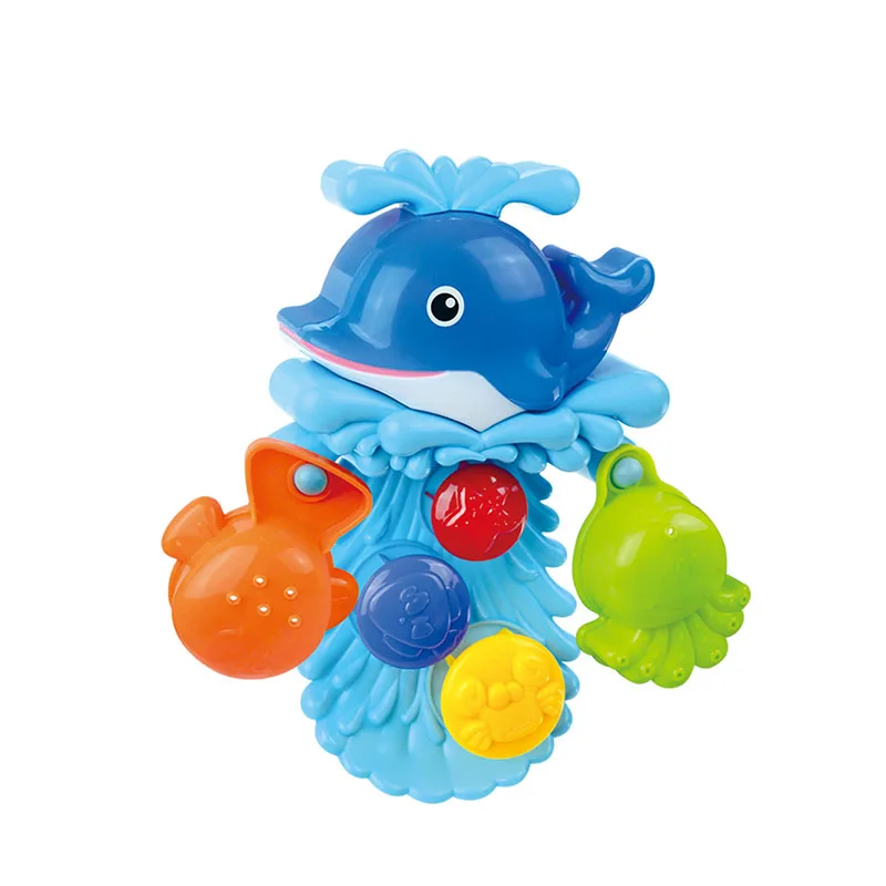 High-quality colorful baby plastic   Sea creatures spouting Dolphin octopus seahorse    bubble bath toy