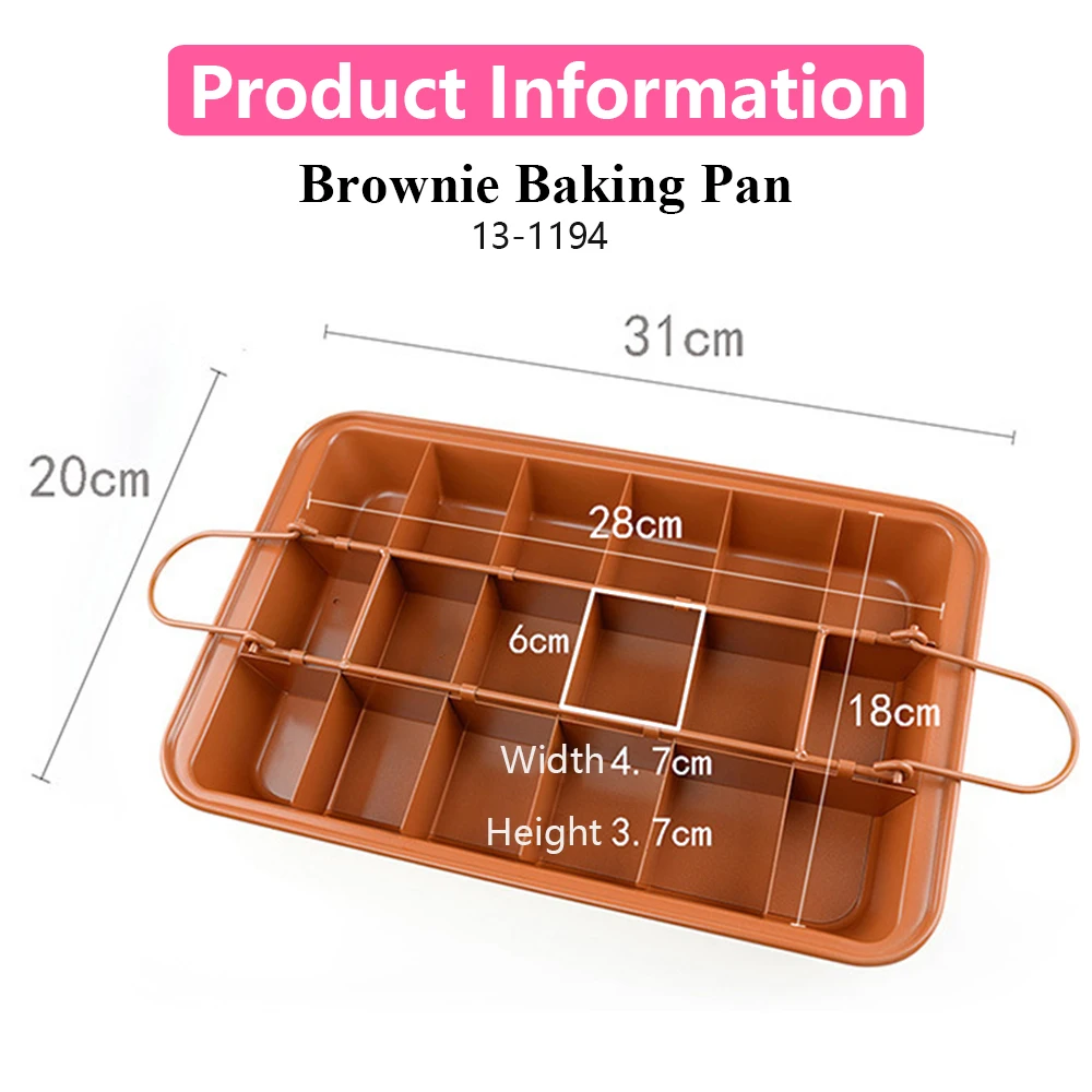 Removable built-in slicer 18 holes brownie tray customized baking nonstick carbon steel cake pan