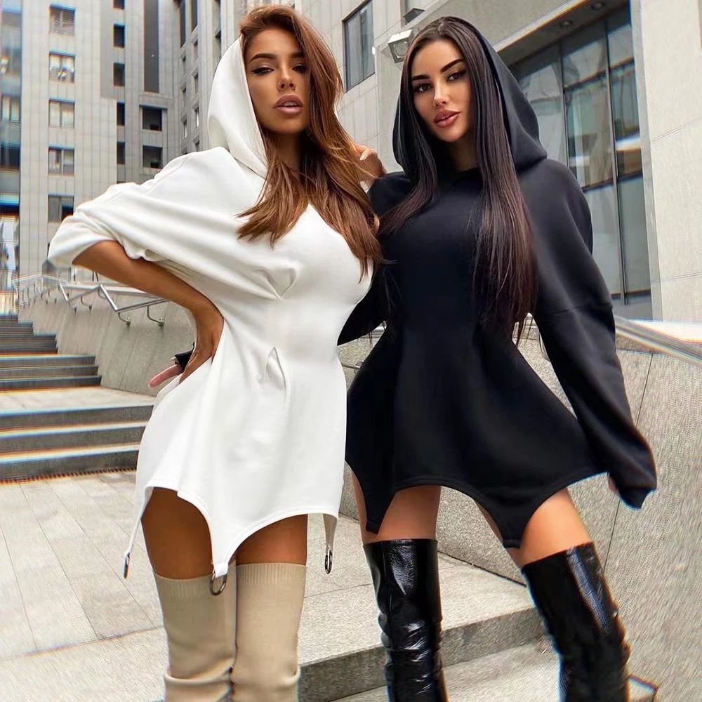 Long Sleeve,Casual Women Hoodie Dresses 