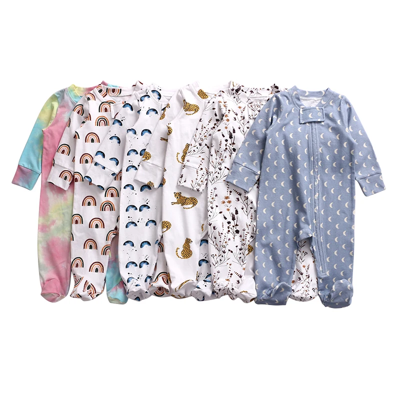 White Background Cotton Newborn Baby Long Sleeve Jumpsuit Baby Toddlers Bodysuits Baby Unisex Pajamas