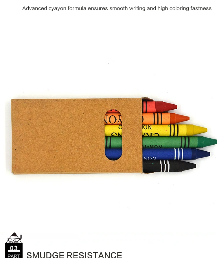 High Quality Non-Toxic Bright Color Wax Crayon  Box Set 6 Color Kids Drawing Crayons 8/12 Wholesale Crayons