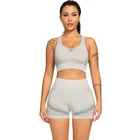 Sport Clothing Spandex Custom Logo Woman Sport Wear Suit Gym Clothing Spandex Yoga Short Sets Fitness