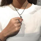 Silver Necklace H-N471 Women Retro Cuban Chain Vintage Silver Greek Coin Pendant Necklace