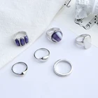 Gem Fashionable Gold Plated Jewelry Purple Gem Women's Ring Set 6 Piece Set