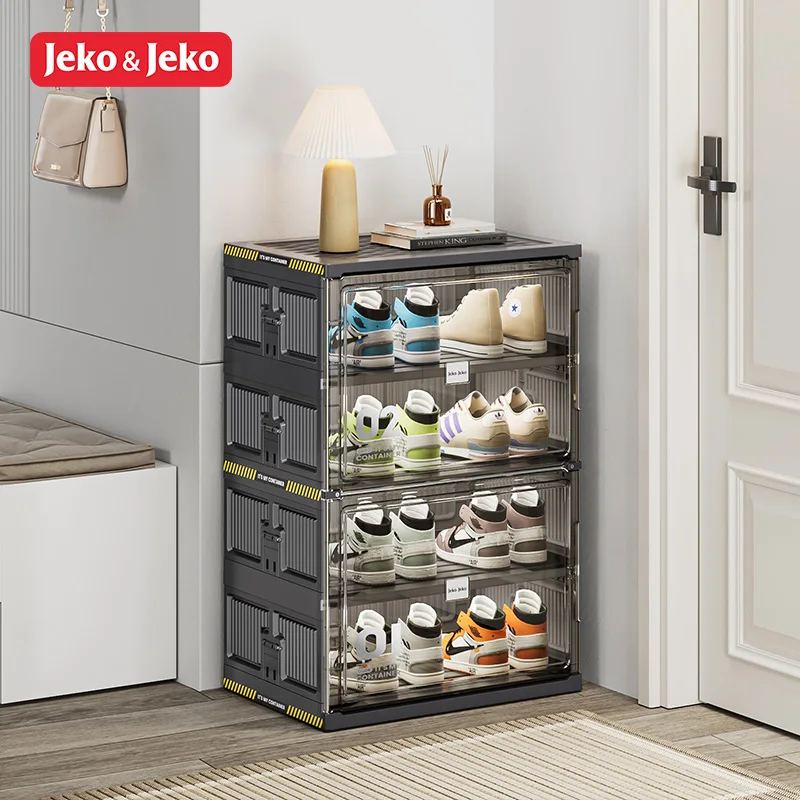 Jeko&Jeko Hot Sell Plastic Clear Shoe Box Drop Front Sneaker Box Shoe Storage Box