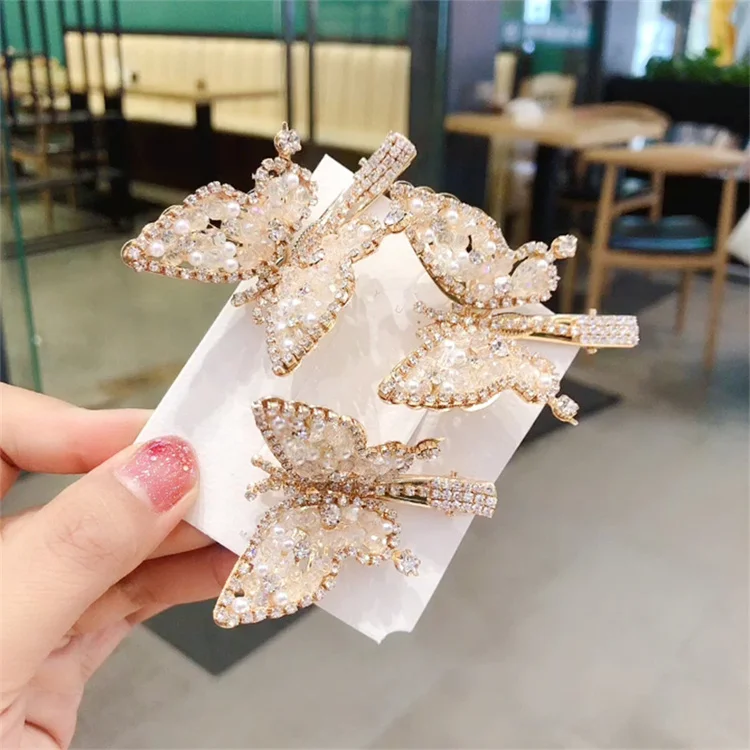 Korean Fashion Children Fairy Sweet Pearl Girls Baby Women Butterfly Hair Clip