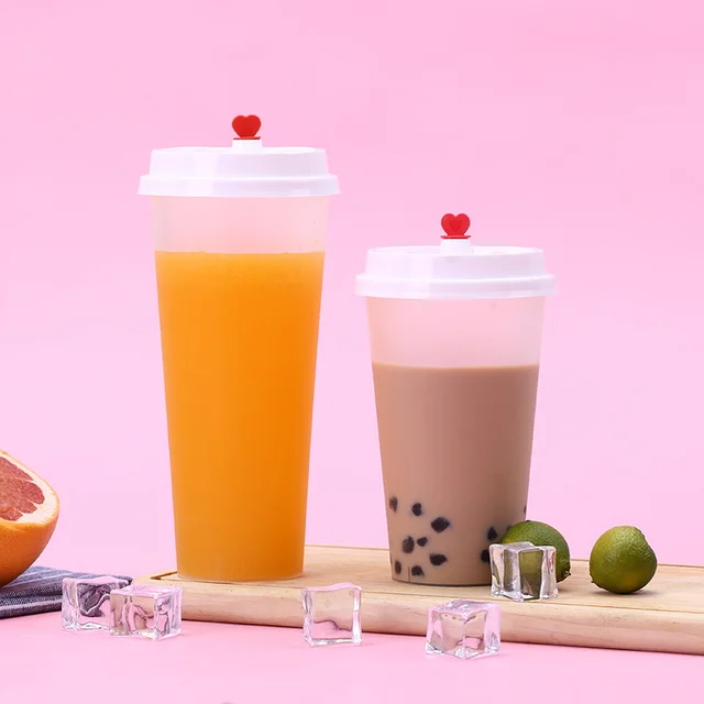Factory wholesale food grade transparent pp disposable plastic juice bubble tea boba cup used in cold drinks, restaurants