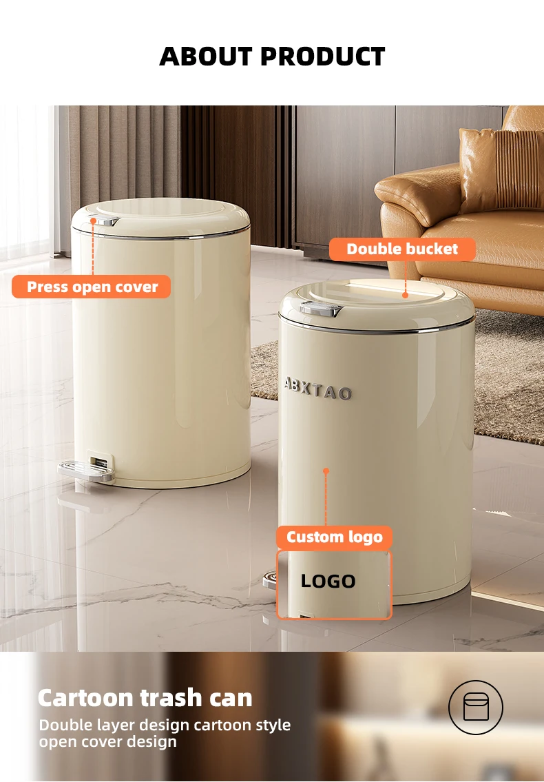 Wannuo Stylish Plastic Trash Can Cute Style Household Trash Can Household Waste Bin Pedal Trash Can supplier